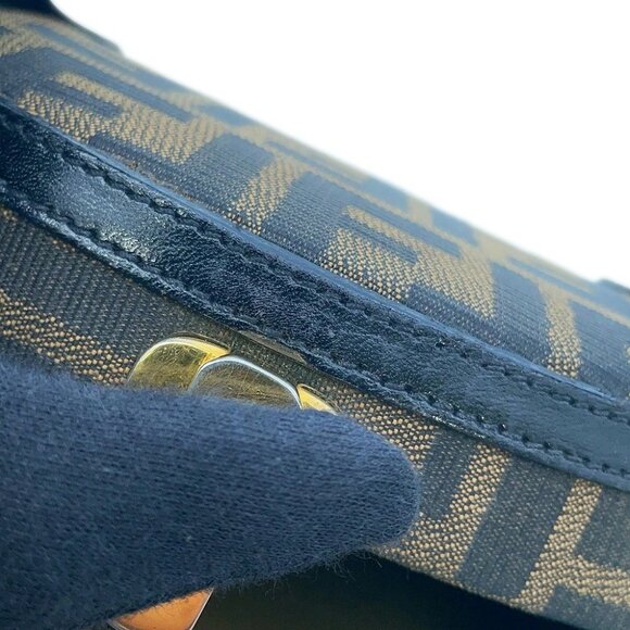 FENDI Zucca 2-way Bag Canvas/Leather Khaki - Picture 9 of 15